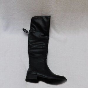 W566 Sun + Stone Black Women's Allicce Faux Leather Over-The-Knee Boots